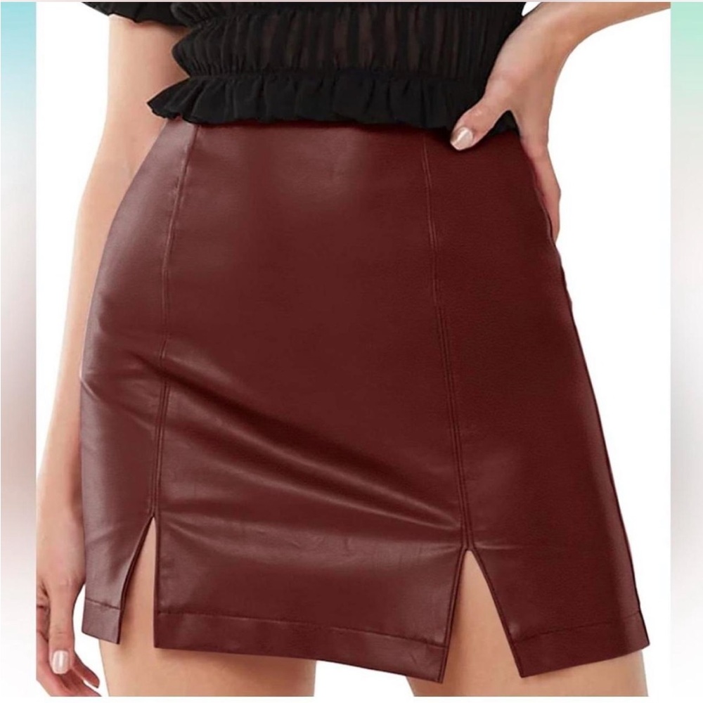 High Waist Burgundy Brown Skirt NWT